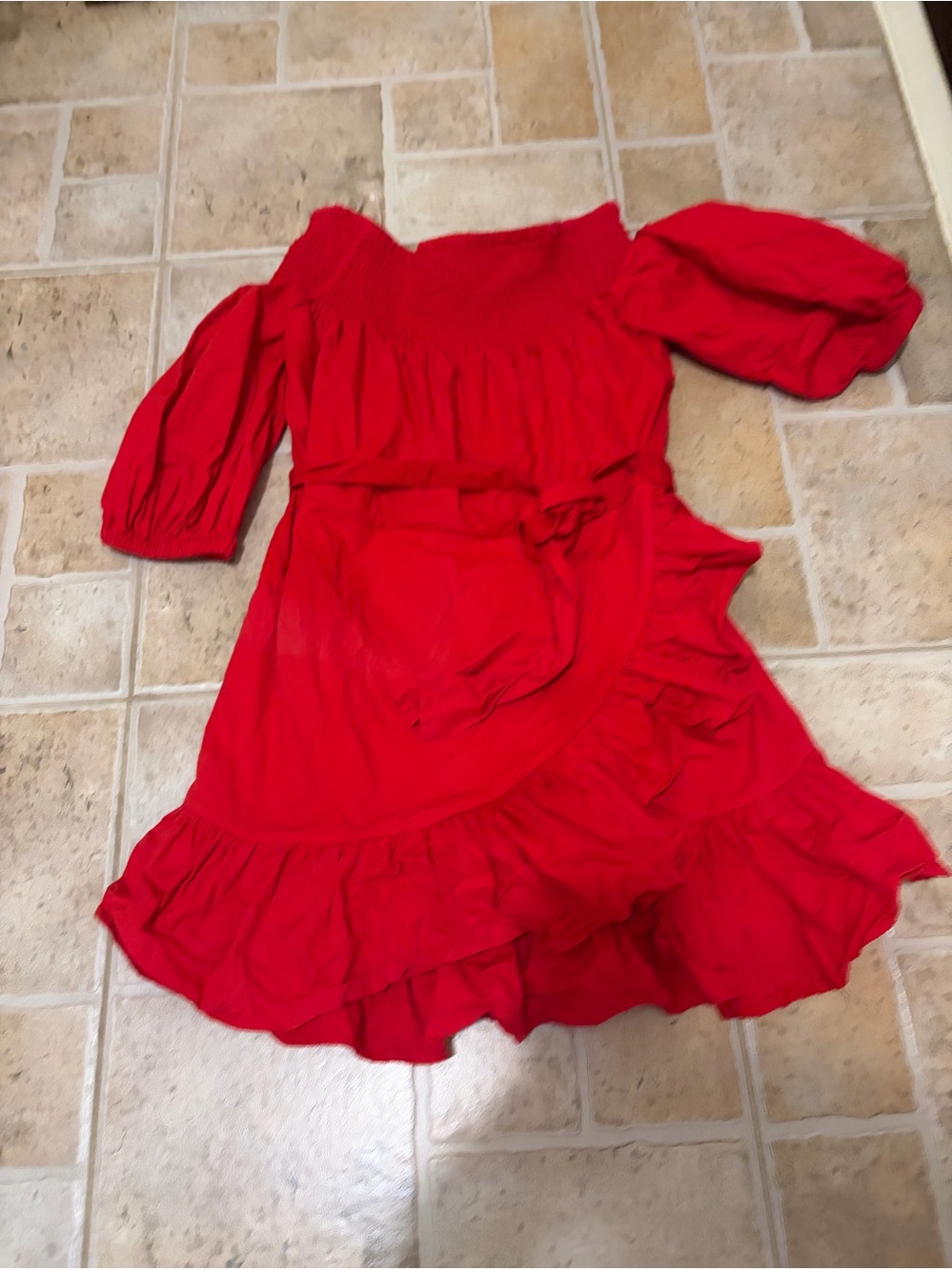 Tularosa Red Ruffle Off-Shoulder Dress Sz Xs